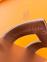 Load image into Gallery viewer, Hermes Embroidered Calfskin Oran Sandals / Gold / (EU)38
