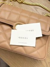 Load image into Gallery viewer, GUCCI Deco Logo-Embellished Quilted Leather Shoulder Bag in Beige
