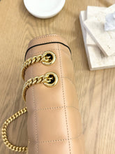 Load image into Gallery viewer, GUCCI Deco Logo-Embellished Quilted Leather Shoulder Bag in Beige
