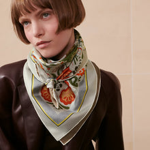 Load image into Gallery viewer, Hermès 2025 Guepards Bandana Double Face Scarf 90 in Noir / Ardoise / Rose

