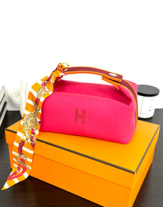 HERMES Bride-a-Brac Case in Hibiscus Pink - Small Model