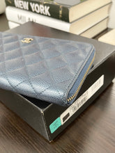 Load image into Gallery viewer, CHANEL Classic Metallic Grained Calfskin Long Zipped Wallet in Blue
