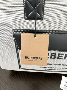 BURBERRY Medium Horseferry Canvas Tote - Grey