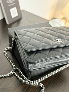 ▪️SOLD▪️CHANEL Classic Caviar Quilted Wallet On Chain in Black Leather