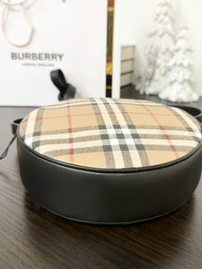 BURBERRY New Louise Check Round Crossbody Bag - Archive Beige & Black