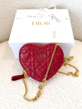 Load image into Gallery viewer, DIOR Caro Heart Pouch with Chain - Monsignore Red
