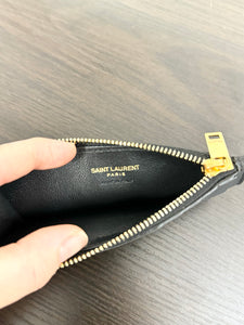 SAINT LAURENT Tiny Monogram Ziptop Card Case in Smooth Leather