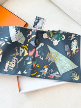 Load image into Gallery viewer, Hermès 2025 Academia Hippica Silk Scarf 90 in Noir / Ardoise / Rose Poudre

