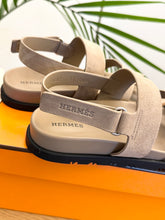 Load image into Gallery viewer, HERMES Genius Suede Goatskin Sandals in Beige Sable - EU37
