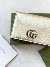 Load image into Gallery viewer, GUCCI GG Marmont Python Card Case Wallet / Gold
