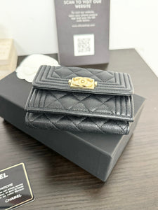 CHANEL Caviar Quilted Small Boy Flap Wallet in Black