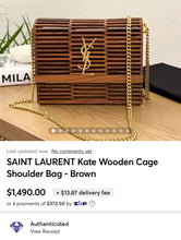 Load image into Gallery viewer, SAINT LAURENT Kate Wooden Cage Shoulder Bag - Brown
