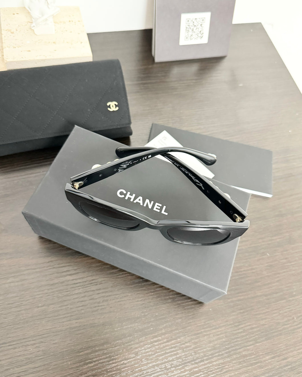 CHANEL Square Sunglasses in Black/Black Polarized