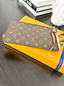 LOUIS VUITTON Monogram Neverfull MM Pochette Wristlet Pouch In Fuchsia