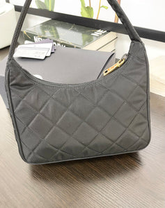 PRADA Tessuto Nylon Impuntu Quilted Shoulder Bag in Black