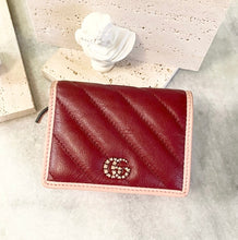 Load image into Gallery viewer, GUCCI GG Marmont Bi-Fold Compact Leather Wallet in Red
