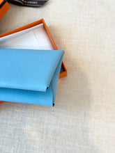 Load image into Gallery viewer, HERMES 2023 Calvi Duo Compact Card Holder - Celeste / Epsom
