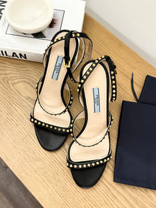 PRADA Studded Accents Leather Sandals - (EU)37.5