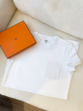 Load image into Gallery viewer, HERMES Embroidered Pocket Straight Dress in Plain Cotton Jersey / Blanc / EU36 Co
