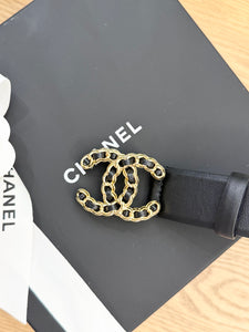 CHANEL Lambskin CC Chain Belt in Black - 85/34