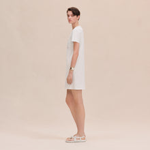 Load image into Gallery viewer, HERMES Embroidered Pocket Straight Dress in Plain Cotton Jersey / Blanc / EU36 Co
