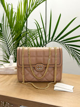 Load image into Gallery viewer, GUCCI Deco Logo-Embellished Quilted Leather Shoulder Bag in Beige
