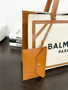 BALMAIN Canvas B-Army 42 Tote Bag in Gem Naturel