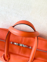 Load image into Gallery viewer, HERMES Clemence Leather Victoria 36 Bag / Orange Poppy / Palladium Hardware
