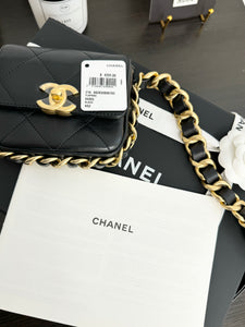 ▪️SOLD▪️CHANEL 2021 Calfskin Quilted Mini Framing Chain Crossbody Bag in Black