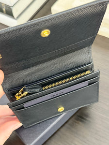 PRADA Small Saffiano Leather Wallet in Black