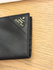 PRADA Men’s Saffiano Bi-Fold Wallet in Black