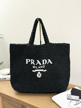 Load image into Gallery viewer, PRADA Crochet Tote Bag - Black
