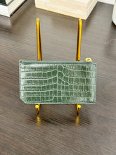 Load image into Gallery viewer, SAINT LAURENT Fragments Croc-effect Leather Zipped Card Case in Green
