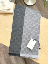 Load image into Gallery viewer, GUCCI Unisex Wool GG Monogram Jacquard Knit Scarf in Grey

