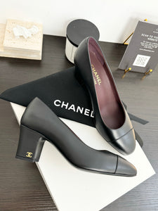 CHANEL 2020 Leather Uniform Pumps in Black - EU37.5