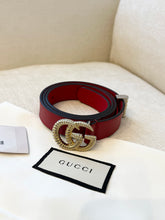 Load image into Gallery viewer, GUCCI Moon Calfskin Torchon Double G 25mm Belt - Hibiscus Red / 85
