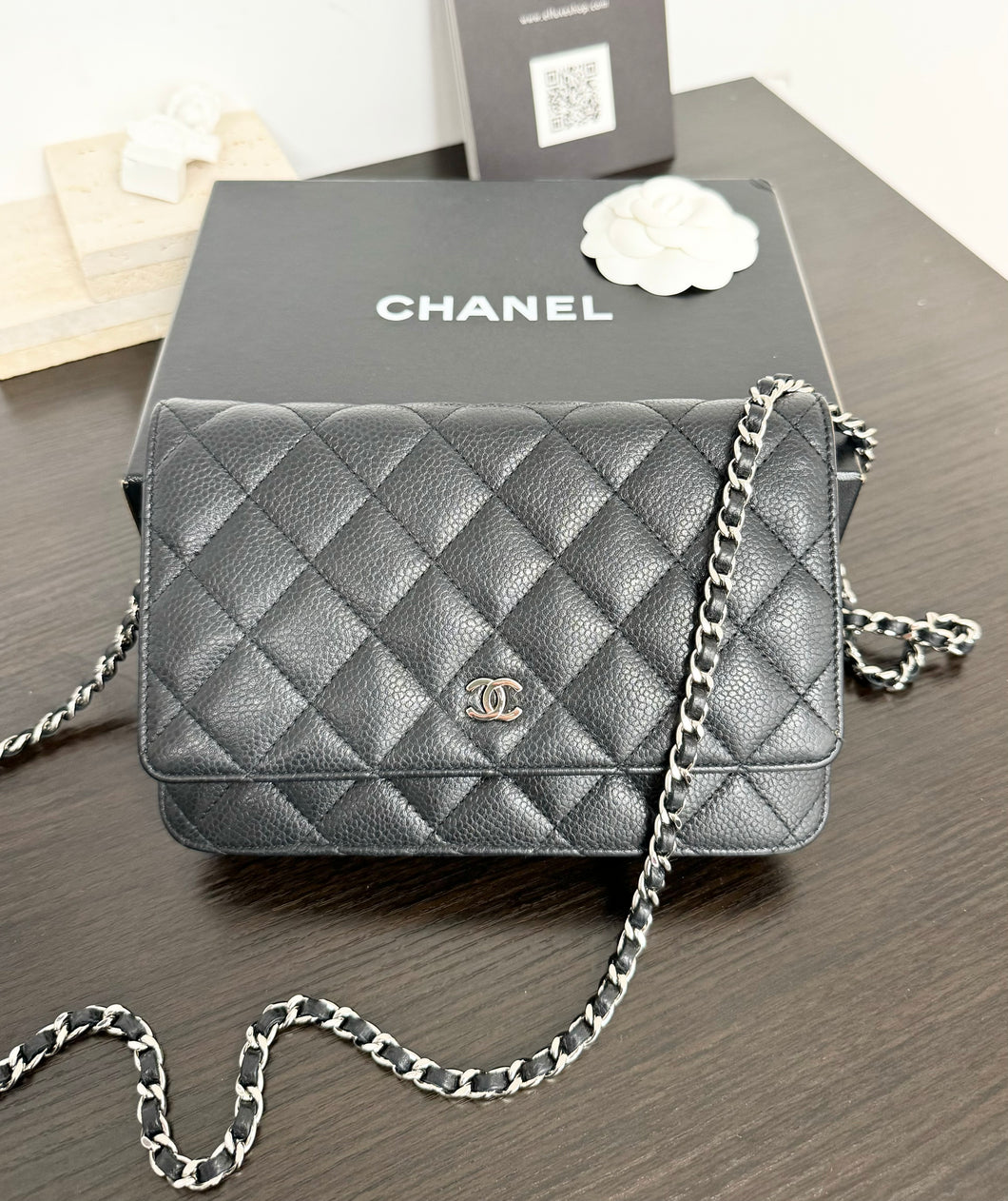 ▪️SOLD▪️CHANEL Classic Caviar Quilted Wallet On Chain in Black Leather