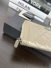 Load image into Gallery viewer, CHANEL Boy Medium Metallic Zipped Wallet in Gold
