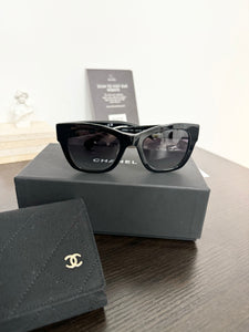 CHANEL Square Sunglasses in Black/Black Polarized