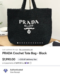 PRADA Crochet Tote Bag - Black