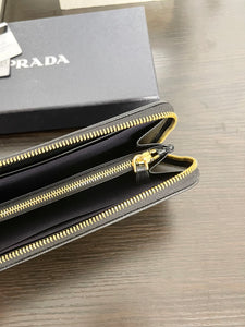 PRADA Prada Tessuto Nylon Zip Around Wallet in Black