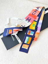 Load image into Gallery viewer, ✨NEW✨CHANEL 2024 CC Logo Silk Slim Bandeau / Dark Navy Blue / Orange / Blue

