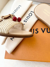 Load image into Gallery viewer, LOUIS VUITTON LV x TM Takashi Murakami Raffia Cherry Lily Flat Mule / EU38
