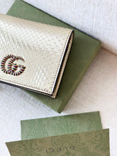Load image into Gallery viewer, GUCCI GG Marmont Python Card Case Wallet / Gold
