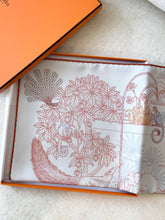 Load image into Gallery viewer, HERMES Precious Paradise scarf 90 / Argent / Rose / Aqua
