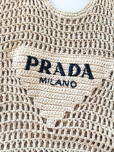 Load image into Gallery viewer, PRADA Raffia Crochet Logo Tote Bag - Neutral
