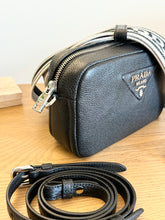 Load image into Gallery viewer, PRADA Logo-Plaque Small Leather Crossbody Bag in Black
