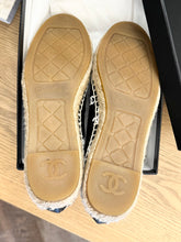 Load image into Gallery viewer, CHANEL 2023 Printed Crazy CC Logo Lambskin Espadrilles in Black/White - EU38
