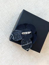 Load image into Gallery viewer, ✨NEW✨CHANEL Tweed Fabric Camellia Pin Brooch / Black
