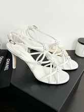 Load image into Gallery viewer, CHANEL 2023 SS Cruise Open Toe Pin Heel Sandals in White - EU38
